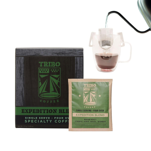 Tribo Coffee Single-Serve Portable Pour Over Drip Coffee, Expedition Blend, 10 Servings, Medium Roast