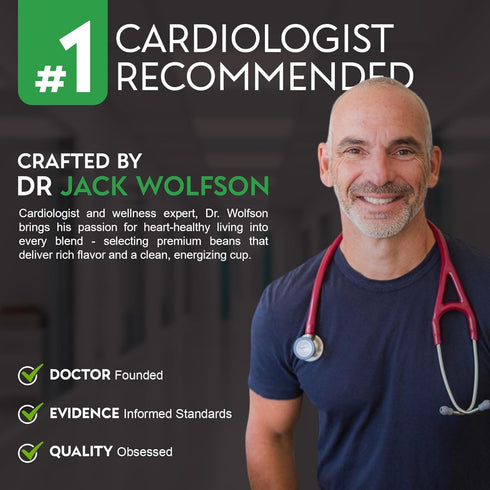 12oz Cardiology Coffee Medium Roast Decaf Coffee Beans USDA Certified Organic, Mold Free Premium Whole Bean Coffee