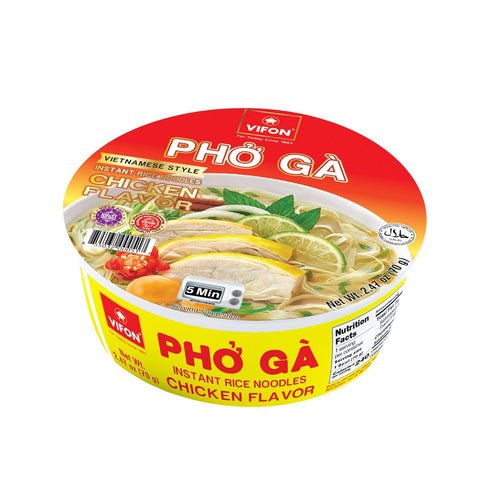 VIFON Ph G, Instant Rice Noodles Chicken Flavor Bowl (70 g) (Pack