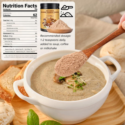 Egcina 7.05oz 11 100% Dried Mixed Mushroom Powder - Variety Chef's Blend for Coffee, Cooking, Ramen, Sauces & Soup