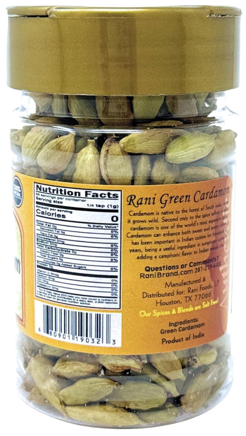 Rani Green Cardamom Pods Spice (Hari Elachi) 2oz (56g) PET Jar - All Natural, Vegan, Gluten Friendly, NON-GMO, Product