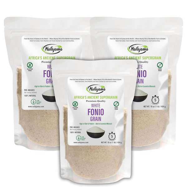 Nafajama Premium 3 Bags of Gluten-Free White Fonio Grain Organic | Ancient