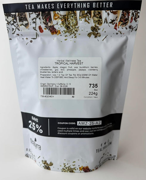Tealyra Tropical Harvest Herbal Loose Leaf Tea | Dragon Fruit, Sea Buckthorn, Goji, Pineapple, Cranberry