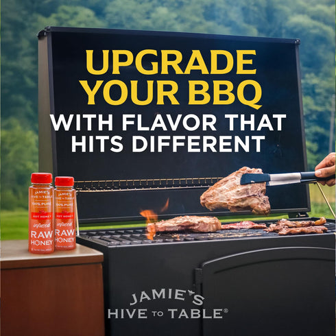 12 Oz 100% Jamie's Hive To Table Hot Honey, Natural Raw Honey Infused with Hot Pepper Gluten-Free, Non-GMO Spicy Kick