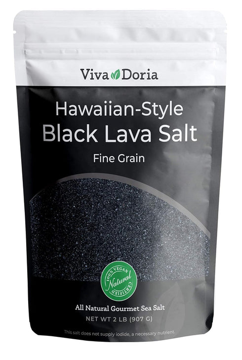 Viva Doria Hawaiian Black Lava Sea Salt, Fine Grain, Lava Salt, 2