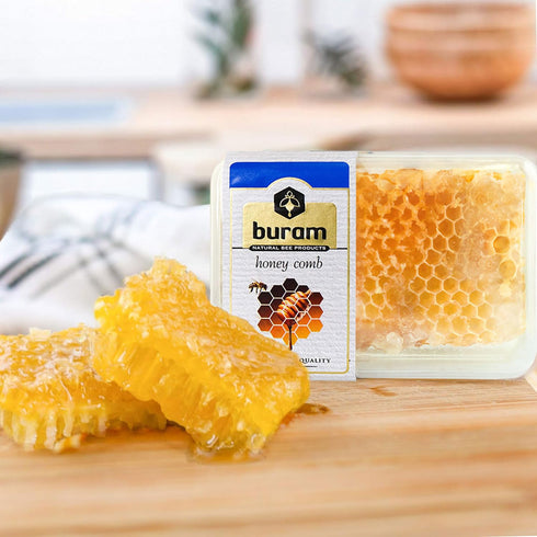 7.05 oz (Pack 6) Buram Gourmet Raw Honeycomb | All-Natural | Pure Unfiltered | Edible Wax | No Additives, No