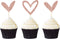 24 PCS Rose Gold Glitter Heart Cupcake Toppers, Cute Design for Wedding, Bridal, Anniversary Party Decorations
