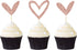 24 PCS Rose Gold Glitter Heart Cupcake Toppers, Cute Design for Wedding, Bridal, Anniversary Party Decorations