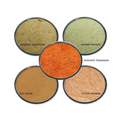 Chef Cherie Set 5 (1 Japanese Spice Gift - Contains: different spice jars each of Soy Sauce, Japanese Seasoning Powder