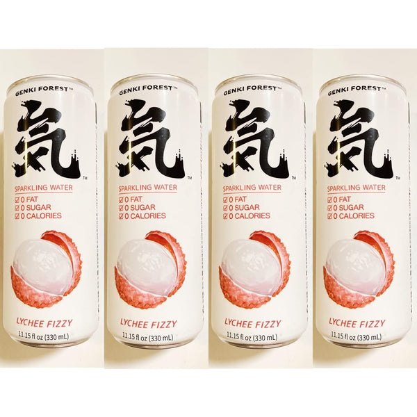 Generic 4 Cans Genki Forest Sparkling Water With Lychee Fizzy (11.15 Fl Oz