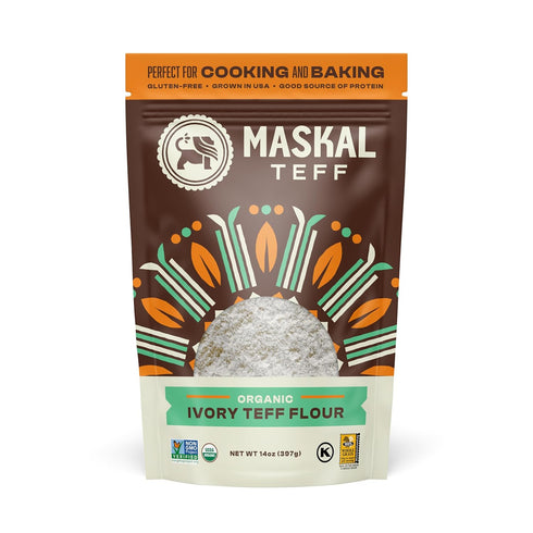 14 (6 pack) Maskal Teff Organic Ivory Teff Flour, Ounce