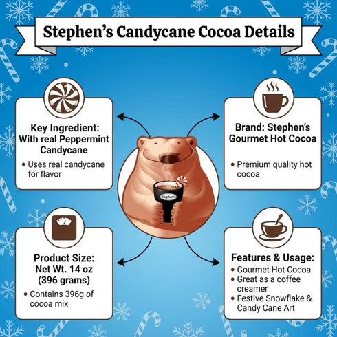STEPHEN'S 14 oz. (Pack 1) Stephens Gourmet Candy Cane Hot Cocoa Mix, Milk Chocolate with Real Peppermint Candy Cane