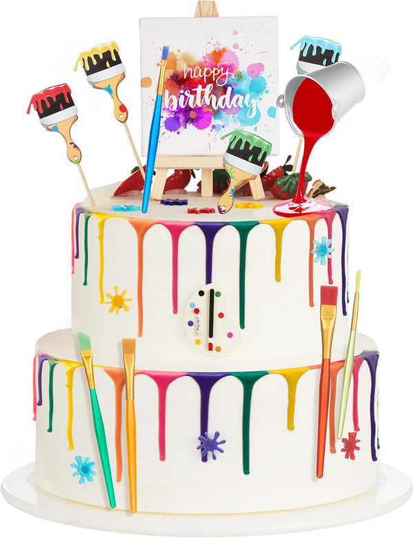 Taiyin 34 Pcs Art Cake Decorations, Cupcake Toppers, Artist Themed Cake Decor for Kids Birthday Party Supplies