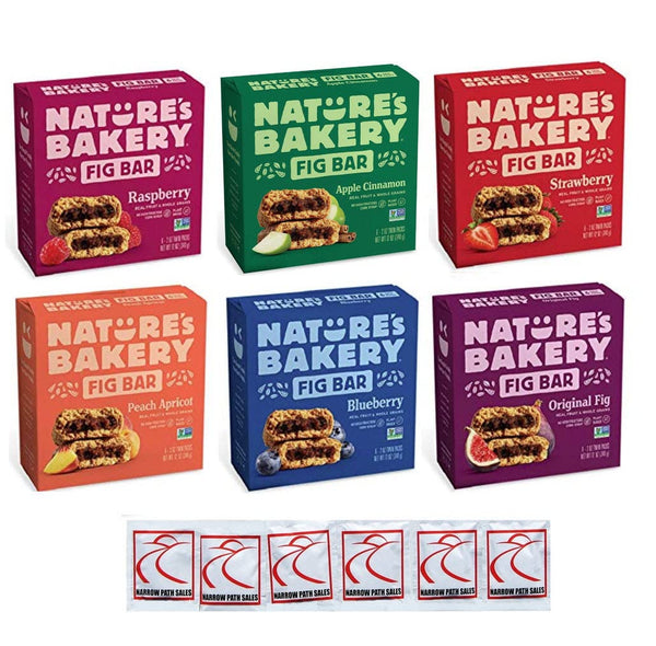 Narrow Path Sales Nature's Bakery Fig Bars Variety Pack. Bundle of 6 Boxes with 36