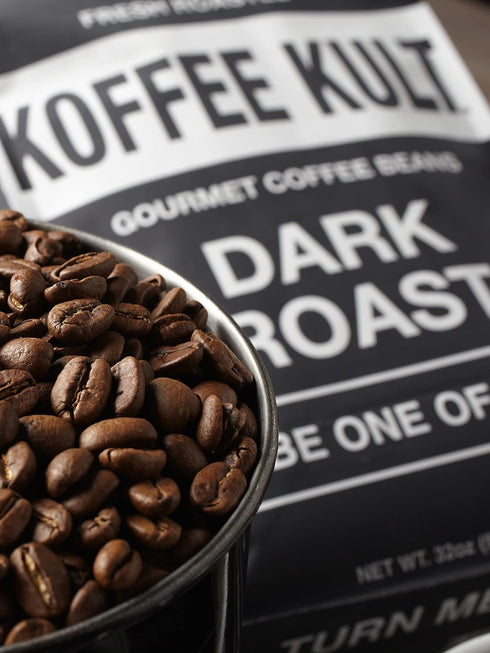 100% 32oz Package Koffee Kult Dark Roast Whole Bean Coffee - Small Batch Arabica Gourmet Blend, Smooth and Well