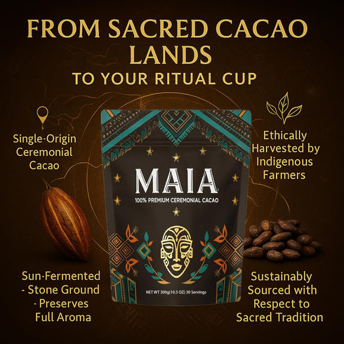 MAIA CEREMONIAL 100% (1) Cacao, with Flavanol, Theobromine, Magnesium and Natural Flavonoids Blend, Improves Mental