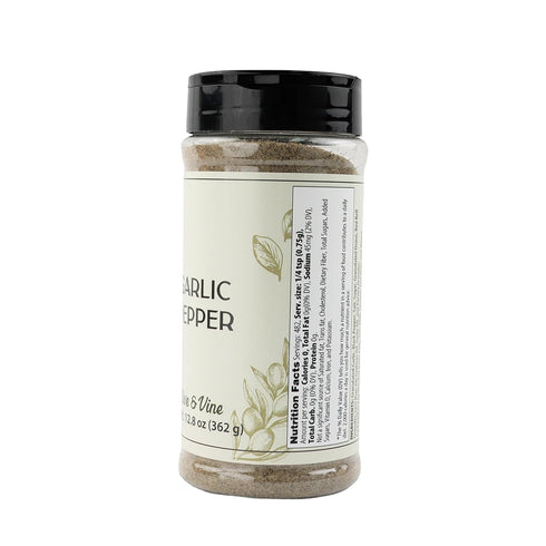 (12.8 Olive & Vine Garlic Pepper, Bold Flavor, For Seasoning & Marinades, Rich Tradition, Authentic Taste, For Global