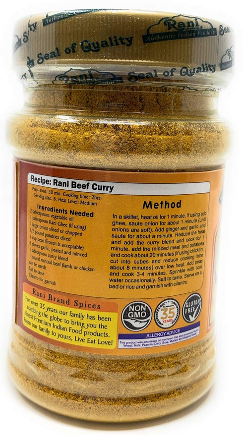 Rani Beef Curry Masala Indian 10-Spice Blend, 3oz (85g) PET Jar ~ All Natural | Vegan | Gluten Friendly | NON-GMO |