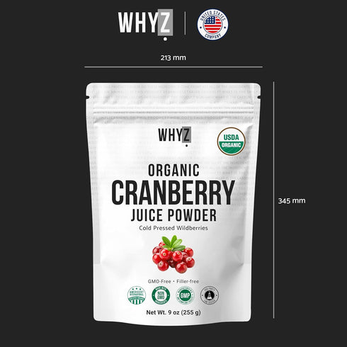 9 oz (255g) Organic Cranberry Juice Powder Wildberry Source Rich in Natural Vitamin C Cold-Pressed & Water-Soluble