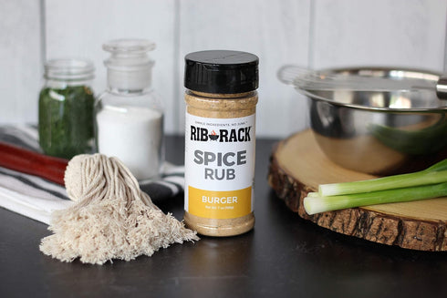 Rib Rack Dry Spice Rub - Burger, 7.0 oz. - Meat Seasoning for BBQ, Grill, Smoker - All Natural Ingredients (Packaging May Vary)
