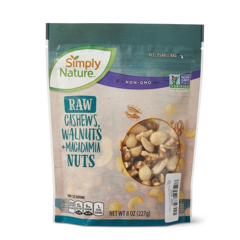 Simply Nature Raw Cashews Walnuts and Macadamia Nut Mix Non-GMO