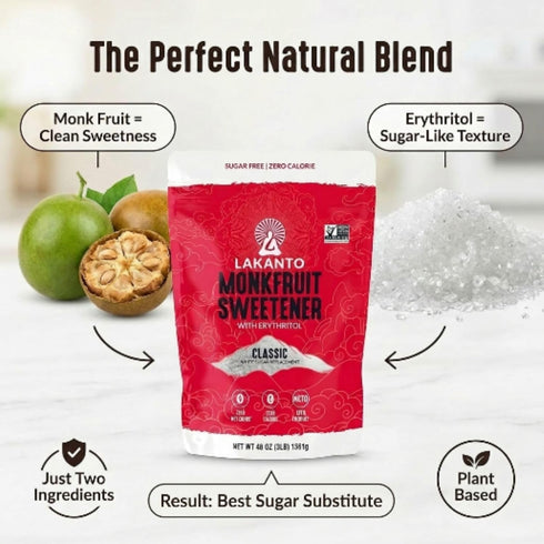 8.29 oz) Lakanto Classic Monk Fruit Sweetener with Erythritol - White Sugar Substitute, Zero Calorie, Keto Diet