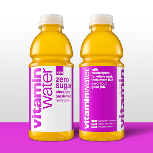 20 oz. 12 pack vitaminwater Zero Sugar Pineapple Passionfruit Re-hydrate Nutrient Enhanced Water Bev.