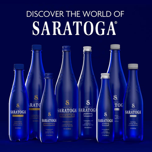 12-Pack 28 Oz Saratoga Sparkling Water Bottles, - Carbonated Spring Bottled Water - Glass Bottles - Fl