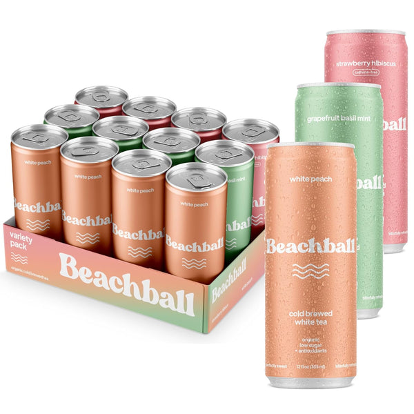 Beachball Organic Iced Tea Variety Pack (Caffeine Free) Low Sugar, Low Calorie,