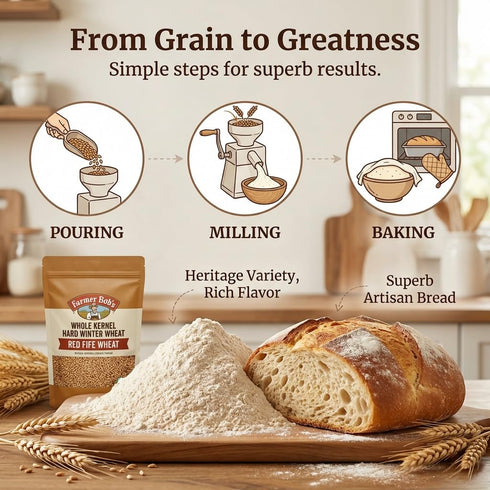 5lb Red Fife Hard Red Winter Wheat Hard Red Wheat Berries Whole Wheat Berries Bulk Heirloom Non-Hybrid Non-GMO Heritage