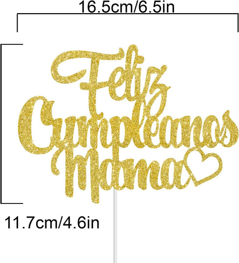 Feliz Cumpleanos Mama Cake Topper - Happy Mother's Day, Mom Birthday Party Supplies Decoration