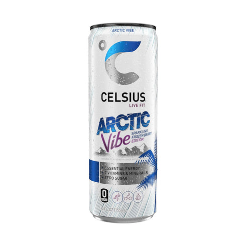 Frozen 12 Oz (Pack 12) CELSIUS ARCTIC VIBE Sparkling Berry, Sugar Free Energy Drink, Fl