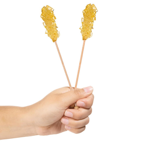 18 (Pack 2) Candy Envy - Gold Caf Sugar Sticks Mini Rock Candy - Individually Wrapped Gold Treats - Original Sugar