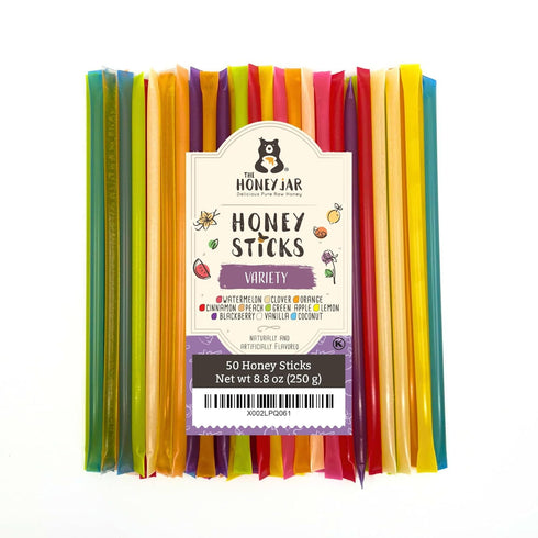 The Honey Jar Variety Pack Honey Sticks - Pure Honey Straws For