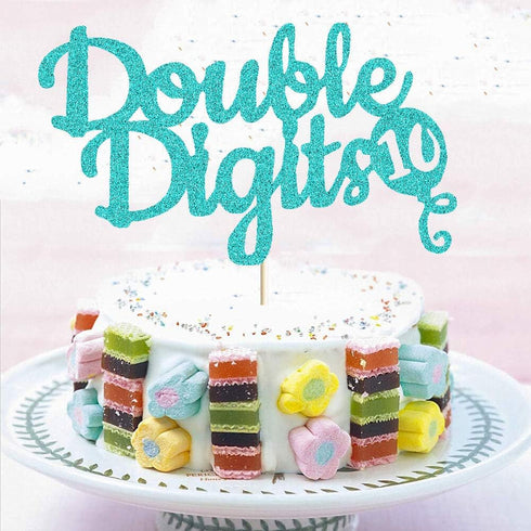 Double Digits Cake Topper for 10th Birthday Party, Green Decorations Supplies