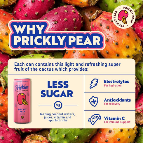 PRICKLEE CACTUS WATER (12 oz 12 pack) Pricklee Natural Hydration Drink Prickly Pear Electrolytes + Antioxidants, Low