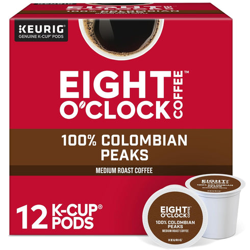 Eight O'Clock Coffee Colombian Peaks Keurig Single-Serve K-Cup Pods, Medium Roast Coffee,