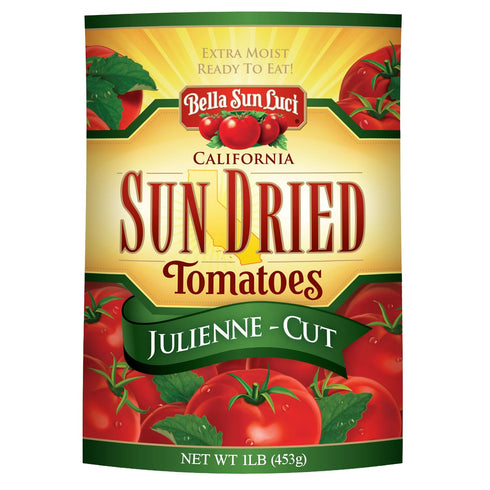 Bella Sun Luci Sun Dried Tomatoes Julienne Cut, Mediterranean Style Sun-Ripened Tomatoes,