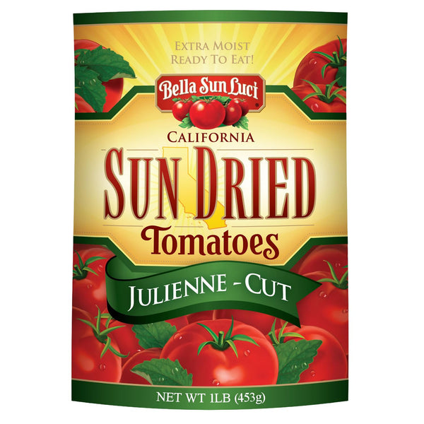 Bella Sun Luci Sun Dried Tomatoes Julienne Cut, Mediterranean Style Sun-Ripened Tomatoes,