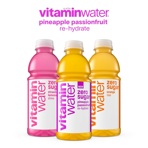 20 oz. 12 pack vitaminwater Zero Sugar Pineapple Passionfruit Re-hydrate Nutrient Enhanced Water Bev.