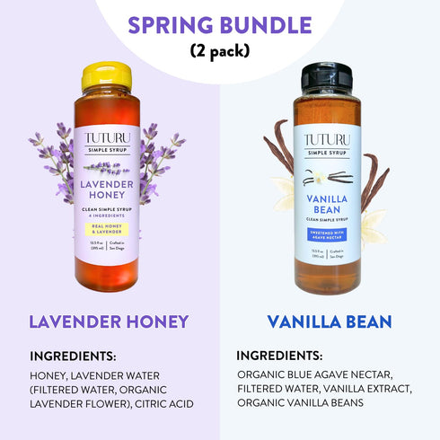 13.5 oz (2 Pack) Spring Syrup Bundle - Lavender Simple Syrup and Vanilla Simple Syrup for Coffee, Cocktails, Matcha