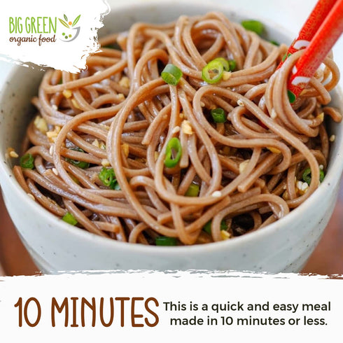 Big Green Organic Food Organic Buckwheat Capellini, 8.8oz, Gluten-Free, Non-GMO, 100% Buckwheat (1 Pack)