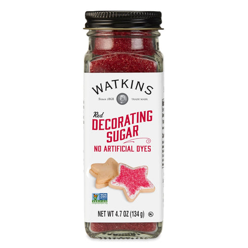 Watkins Red Decorating Sugar (No Artificial Dyes), Non-GMO, Kosher, 4.7 Ounce Jar,