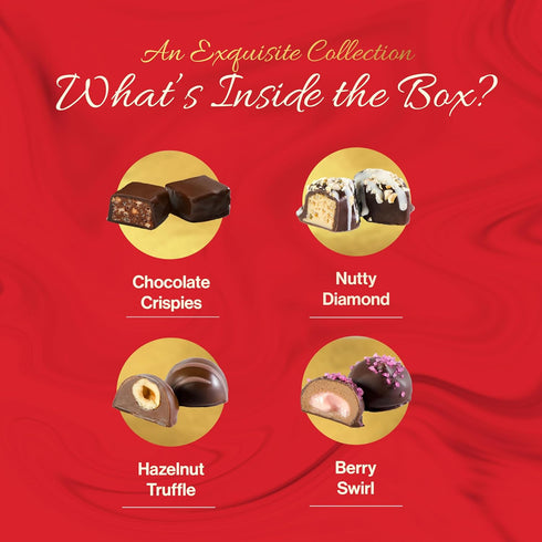 16-Pc Valentine Chocolate Truffles Gift Box - Fancy Vegan Dark Chocolate Candy, Kosher, Dairy Free, Heart Box