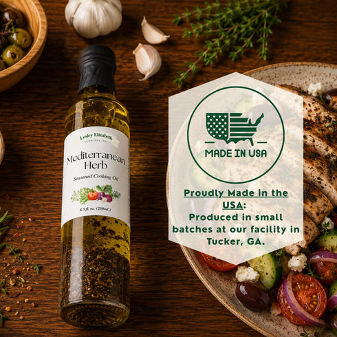 8.5 oz Lesley Elizabeth Mediterranean Herb Seasoned Cooking Oil, fl Herb-Infused Olive & Canola Oil for Marinades