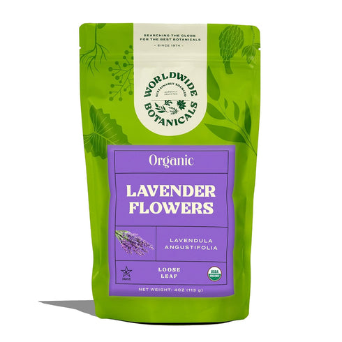 4 Worldwide Botanicals Organic Lavender Flowers, ounces, Pure European Lavender buds, Perfect for Aromatherapy