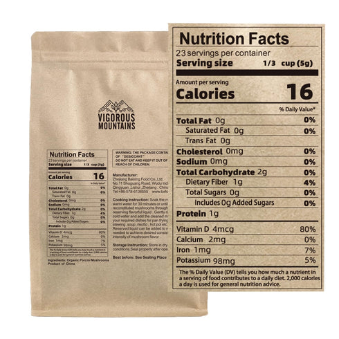 4oz VIGOROUS MOUNTAINS Dried Organic Porcini Mushrooms, Umami Dried Mushrooms for Cooking Soups, Pasta, Stir Fries