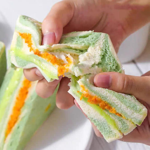 BKSUAIWU 10 Bags Asian Breakfast Bread,Taro puree&pistachio Mixed Flavor Chinese Sandwich,Individually Wrapped
