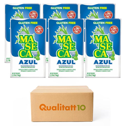 QUALITATT 10 2lb 6 Pack Maseca Azul Instant Corn Masa Flour by Qualitatt