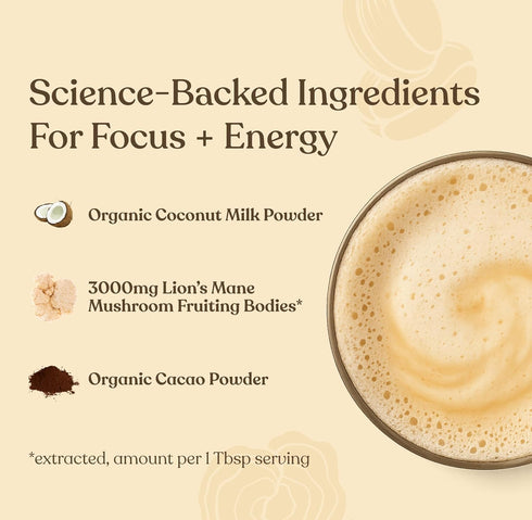 B12 4.23 oz (Pack 2) Four Sigmatic Focus Chocolate Coffee Creamer | Organic Non Dairy Coffee Creamer with Lions Mane
